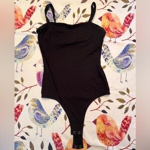 Hollister Black Women's slim tank Bodysuit size small with shelf bra